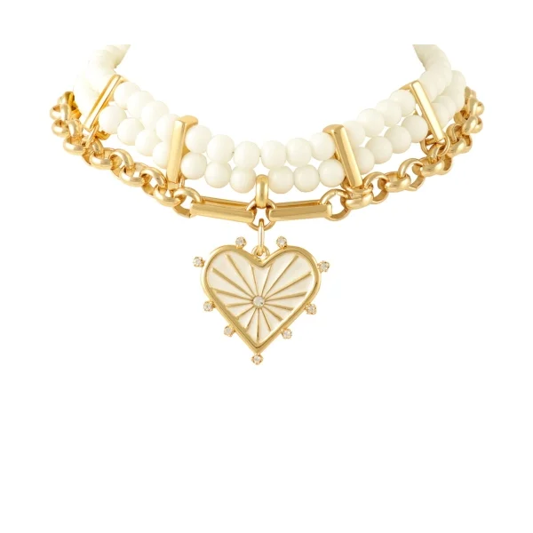 Choker z agatami i sercem z kolekcji Bella (C23/ZWE/05/1AU)