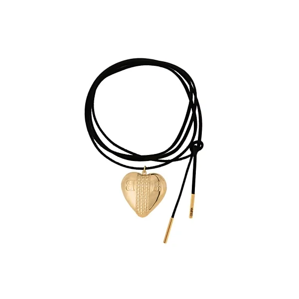 Czarny choker z serduszkiem i literkami BB, wiązany z przodu z kolekcji Heart Harmony (C24/WIO/06AU)