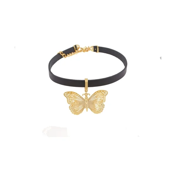 Choker skórzany z motylem (C21/JES/89AU)