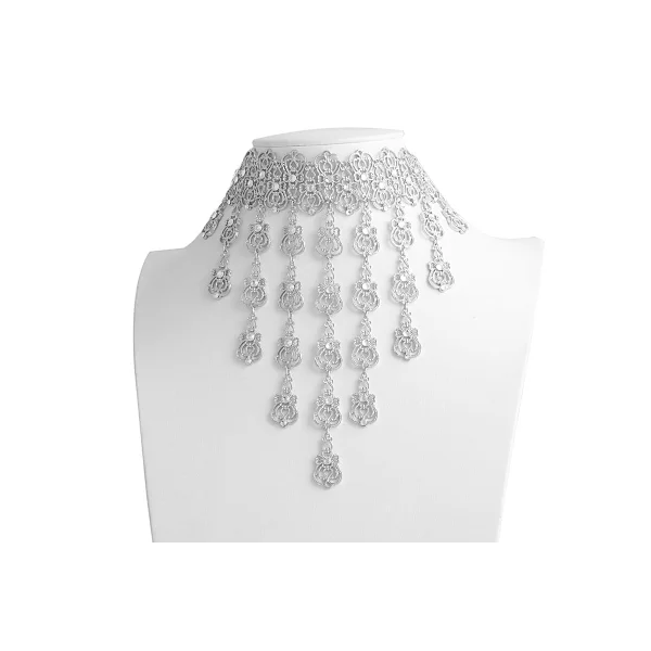 Posrebrzany, ażurowy choker (C22/VIP/65AG)