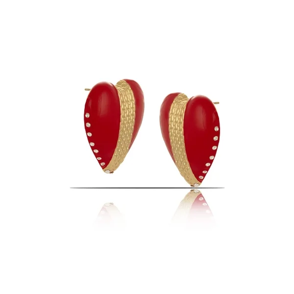 Kolczyki czerwone serca z kryształkami Preciosa z kolekcji Heart Harmony (P23/ZIM/66/3AU)