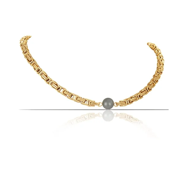 Naszyjnik o splocie królewskim z szarą perłą (C23/ZIM/97AU)