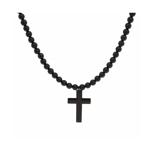Naszyjnik Unisex z czarnym krzyżem (C15/ROZ/48RU)