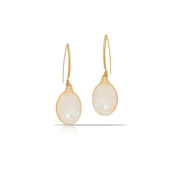 Kolczyki z dużym kamieniem White Opal z kolekcji Primero (P23/ZIM/113/2AU)