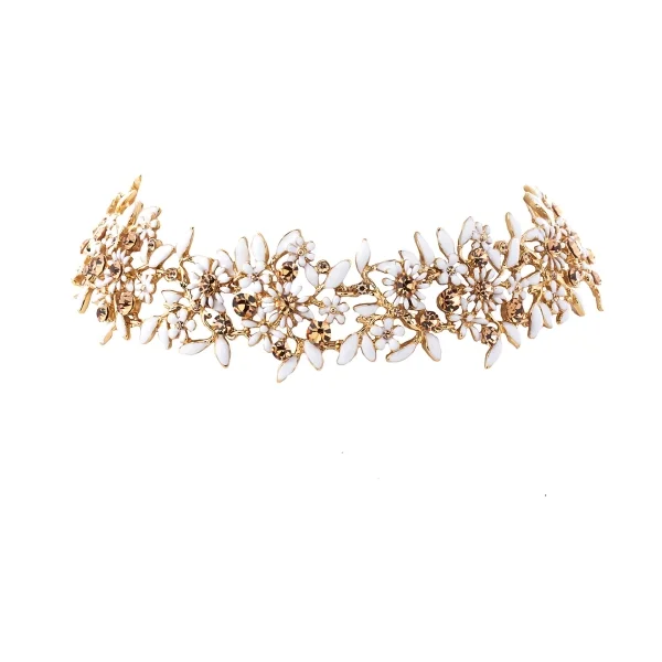 Choker białe kwiatuszki z kryształkami z kolekcji Blossom (C8157AU/1/B)