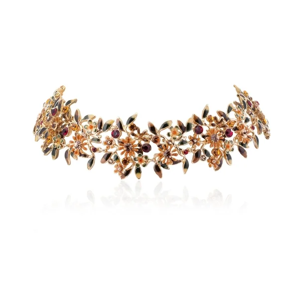 Choker kolorowe kwiatuszki z kryształkami z kolekcji Blossom (C8157AU/1/K)
